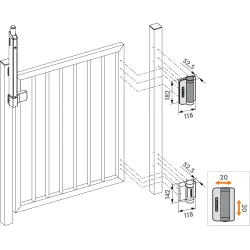 Samozatvárateľné pánty pre brány do 60kg/1.1m, do 180° Samozatvárateľné pánty pre brány do 60kg/1.1m, do 180°